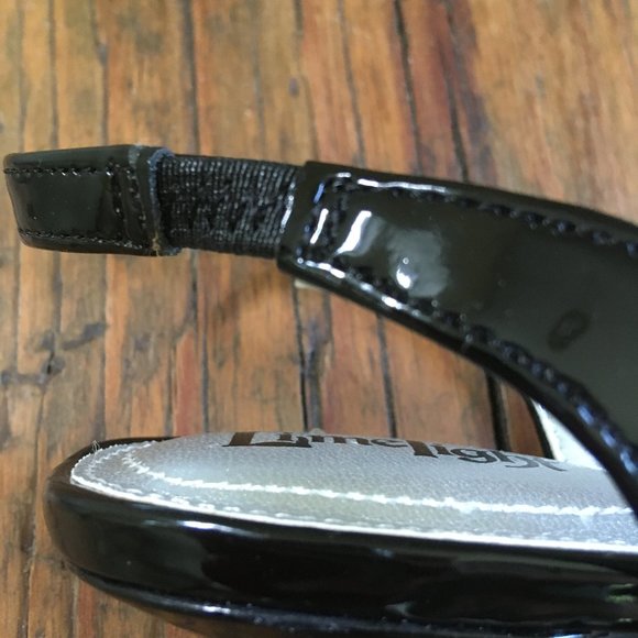 Lime Light "Kolby" Black Faux Patent Leather 4" Sling Back Heels Size 6 - Picture 6 of 6
